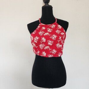 Y2K Newport News Halter Top Red Medium 100% Cotton